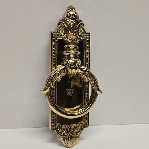Vintage Lillian Vernon Brass Monogram "W" Door Knocker Baroque Hollywood Regency - Picture 9 of 9